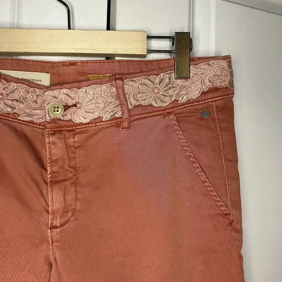 Pilcro and the Letterpress Pink Embroidered Floral Hyphen  Pants - Picture 4 of 9